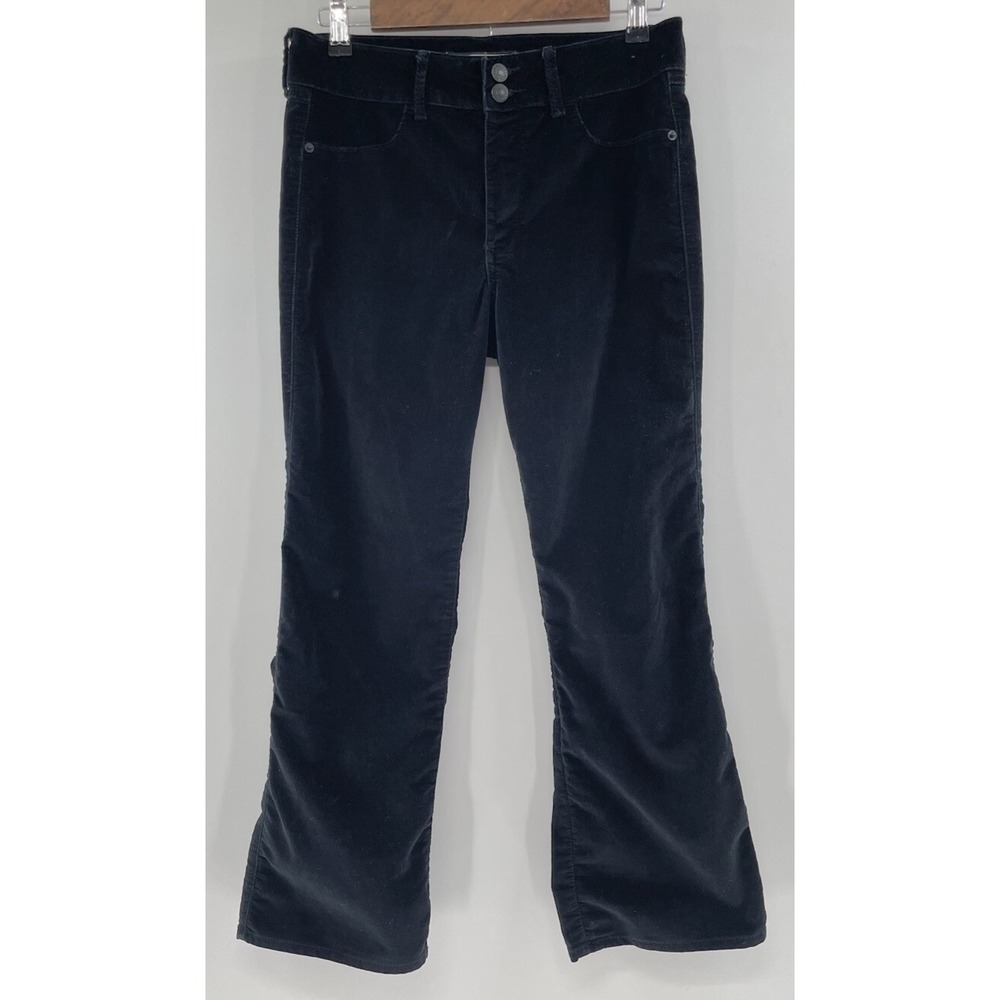 Abercrombie & Fitch Women's Black High Rise Ankle Flare Velour Pants 28 (28x25)